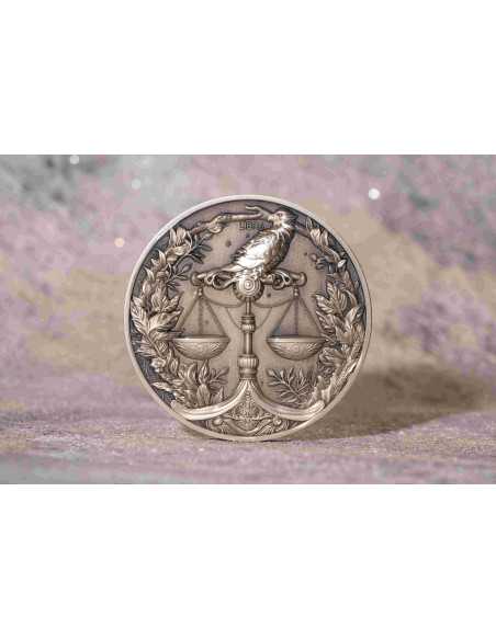 LIBRA Dodici Segni Zodiacali 5 Oz UV Moneta d'Argento 12$ Dollari Niue 2024 - Coins & More - Chad