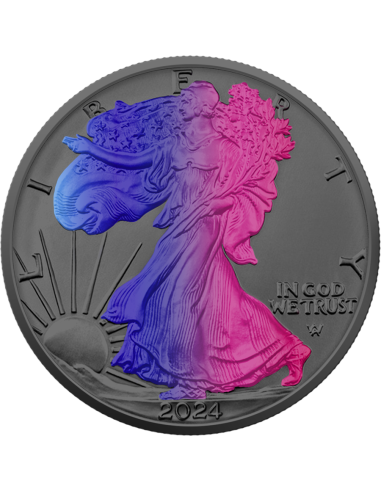 MULTI HOLO SILVER EAGLE 1 Oz Argento Rutenio Moneta da 1$ Dollaro USA 2024 - Coins & More - Usa