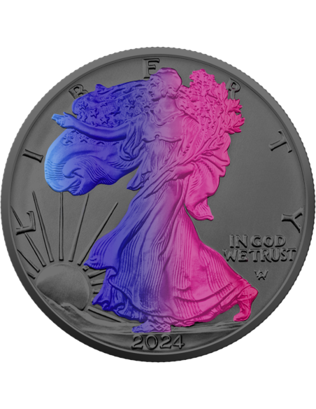 MULTI HOLO SILVER EAGLE 1 Oz Silver Ruthenium Coin 1$ Dólar USA 2024 - Coins & More - Usa