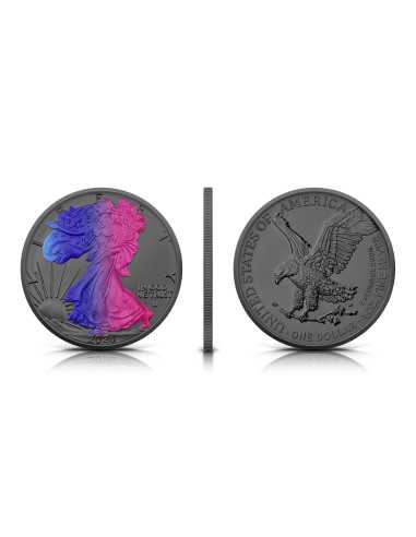MULTI HOLO SILVER EAGLE 1 Oz Argento Rutenio Moneta da 1$ Dollaro USA 2024 - Coins & More - Usa