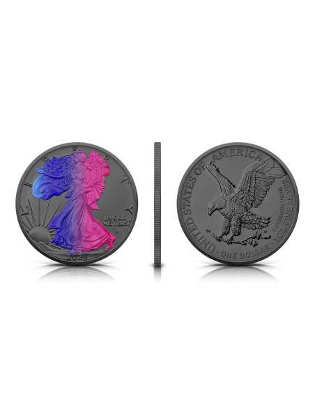MULTI HOLO SILVER EAGLE 1 Oz Argento Rutenio Moneta da 1$ Dollaro USA 2024 - Coins & More - Usa