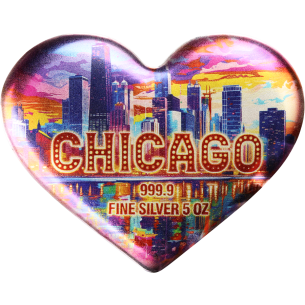 CHICAGO HEART ANA Edizione 5 Oz Argento Premium Cast Bar 2024 - Coins & More - Argento