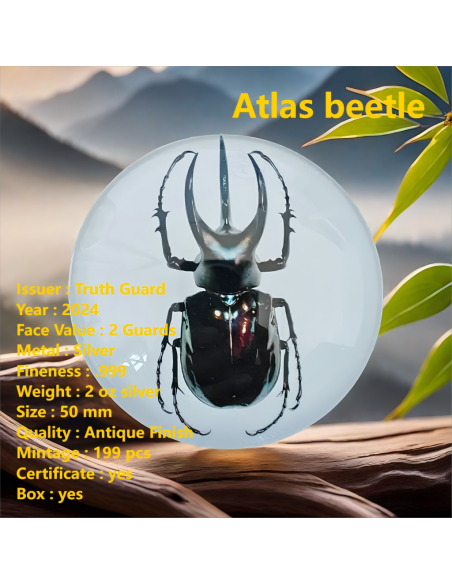 ATLAS BEETLE 2 Oz Silver Coin 2 Guards Truth Guard 2024 - Coins & More - Silver