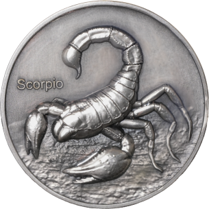 SCORPIO Twelve Zodiac Signs 5 Oz UV Silver Coin 12$ Dollars Niue 2024 - Coins & More - Chad 2