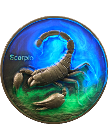ESCORPIO Doce Signos del Zodiaco 5 Oz UV Moneda de Plata 12$ Dólares Niue 2024 - Coins & More - Chad