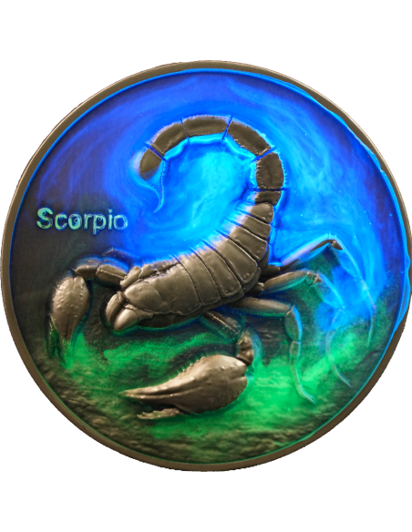 ESCORPIO Doce Signos del Zodiaco 5 Oz UV Moneda de Plata 12$ Dólares Niue 2024 - Coins & More - Chad