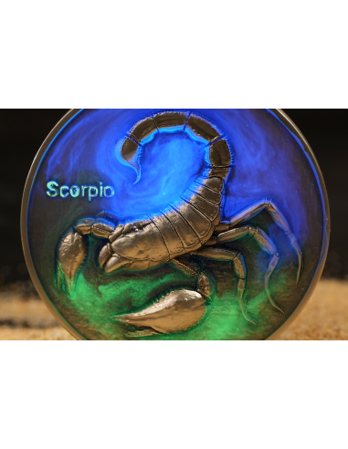 ESCORPIO Doce Signos del Zodiaco 5 Oz UV Moneda de Plata 12$ Dólares Niue 2024 - Coins & More - Chad