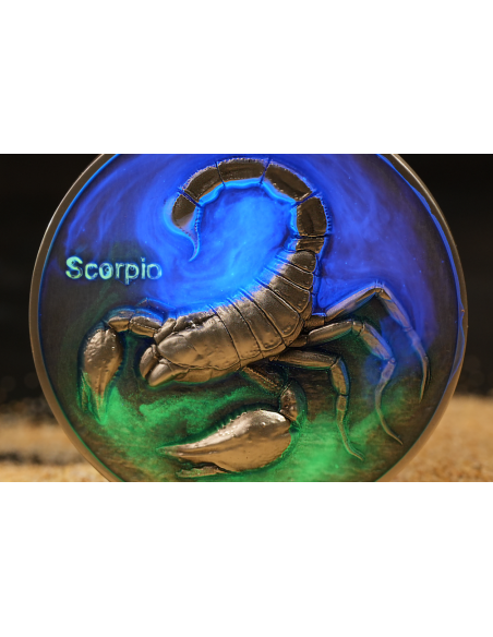 ESCORPIO Doce Signos del Zodiaco 5 Oz UV Moneda de Plata 12$ Dólares Niue 2024 - Coins & More - Chad