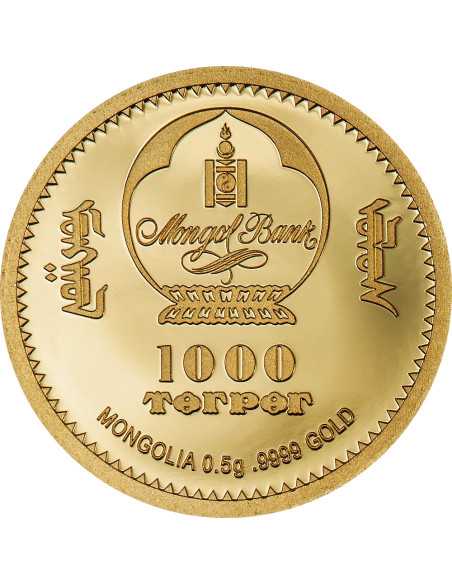 GOLDEN AVES Evolution des Lebens Goldmünze 1000 Togrog Mongolei 2024 - Coins & More - Mongolei