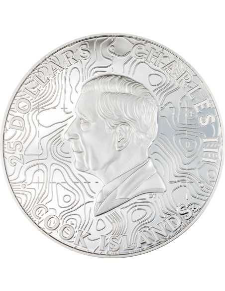 HAWAII Topografía Moneda de Plata de 5 Oz 25$ Islas Cook 2024 - Coins & More - Islas Cook