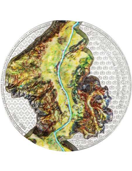 RHINE VALLEY 100 Anni Franco Svizzero 2 Oz Moneta d'Argento 10 Franchi Liechtenstein 2024 - Coins & More - Europa