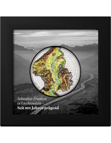 RHINE VALLEY 100 Anni Franco Svizzero 2 Oz Moneta d'Argento 10 Franchi Liechtenstein 2024 - Coins & More - Europa