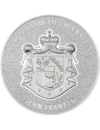 RHINE VALLEY 100 Jahre Schweizer Franken 2 Oz Silbermünze 10 Francs Liechtenstein 2024 - Coins & More - Europa