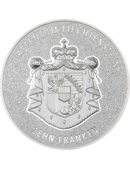 RHINE VALLEY 100 Anni Franco Svizzero 2 Oz Moneta d'Argento 10 Franchi Liechtenstein 2024 - Coins & More - Europa
