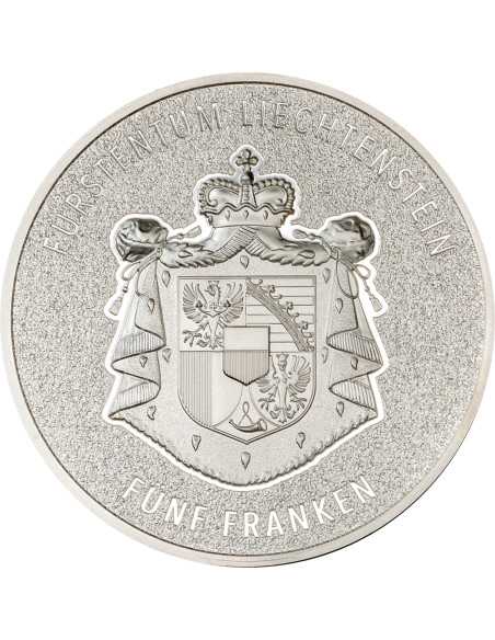RHINE VALLEY 100 Jahre Schweizer Franken 1 Oz Silbermünze 5 Francs Liechtenstein 2024 - Coins & More - Europa