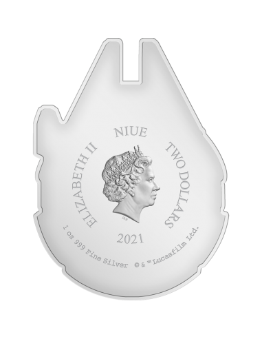 MILLENIUM FALCON Shaped Star Wars 1 Oz Silver Coin 2$ Niue 2021 - Coins & More - Niue