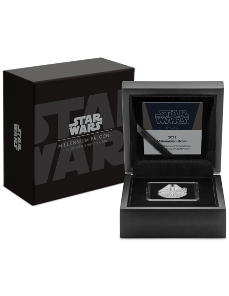 MILLENIUM FALCON Shaped Star Wars 1 Oz Silver Coin 2$ Niue 2021 - Coins & More - Niue