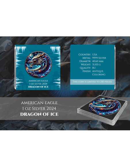 DRAGONE DI GHIACCIO Moneta d'argento da 1 Oz USA 2024 - Coins & More - Usa