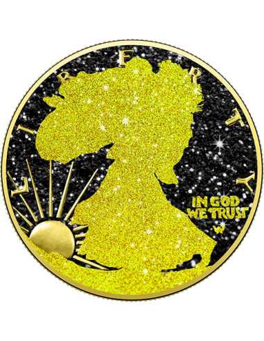 AMERICAN SILVER EAGLE Gold & Schwarz Iced Out Edition 1 Oz Silbermünze 1$ USA 2024 - Coins & More - Usa