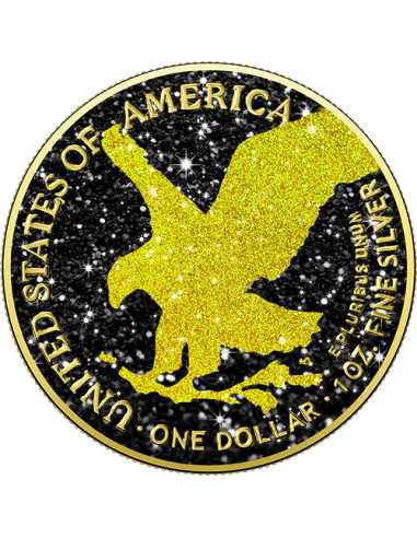 AMERICAN SILVER EAGLE Gold & Schwarz Iced Out Edition 1 Oz Silbermünze 1$ USA 2024 - Coins & More - Usa
