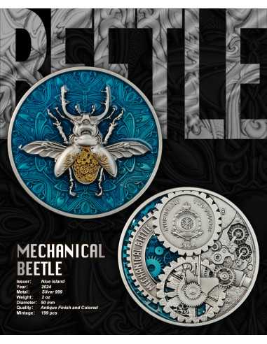 BEETLE MECCANICO PUNK ART II Moneta d'Argento da 2 Oz 5$ Niue 2024 - Coins & More - Niue