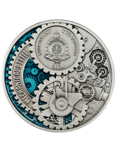 MECHANISCHE BEETLE PUNK ART II 2 Oz Silbermünze 5$ Niue 2024 - Coins & More - Niue