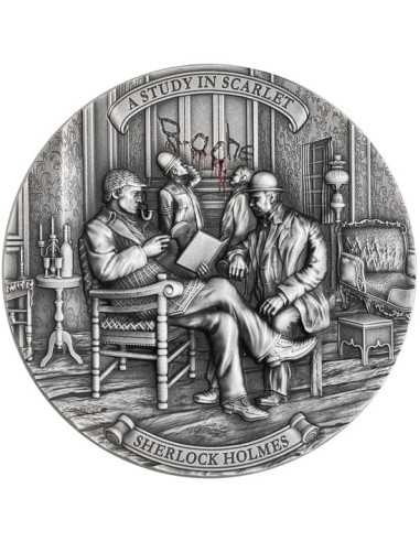 A STUDY IN SCARLET Sherlock Holmes Moneta d'argento da 2 Oz 5$ Niue 2023 - Coins & More - Niue