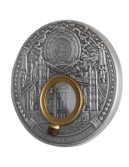 A STUDY IN SCARLET Sherlock Holmes Moneta d'argento da 2 Oz 5$ Niue 2023 - Coins & More - Niue