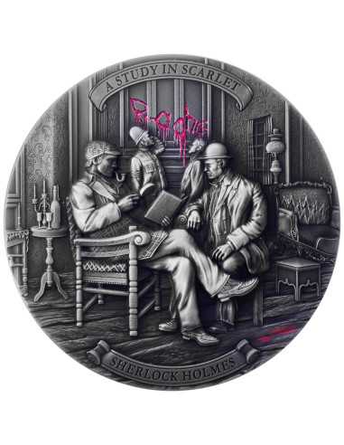A STUDY IN SCARLET Sherlock Holmes Moneta d'argento da 2 Oz 5$ Niue 2023 - Coins & More - Niue