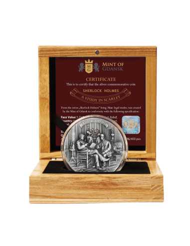A STUDY IN SCARLET Sherlock Holmes Moneta d'argento da 2 Oz 5$ Niue 2023 - Coins & More - Niue