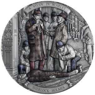 A STUDY IN SCARLET Sherlock Holmes Moneta d'argento da 200 g 15$ Niue 2024 - Coins & More - Niue