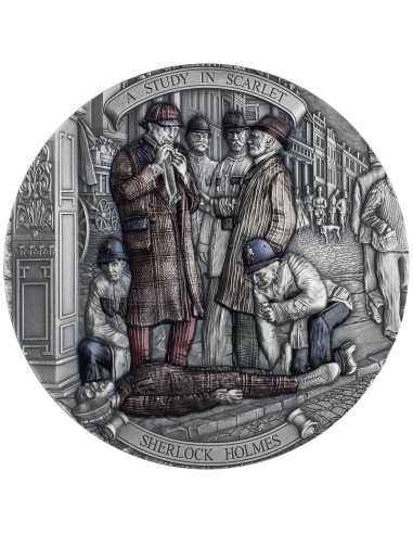 A STUDY IN SCARLET Sherlock Holmes Moneta d'argento da 200 g 15$ Niue 2024 - Coins & More - Niue
