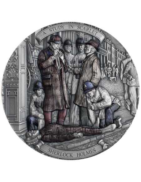 A STUDY IN SCARLET Sherlock Holmes 200g Silbermünze 15$ Niue 2024 - Coins & More - Niue