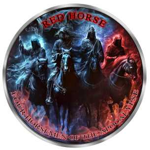 RED HORSE Quatre cavaliers de l'Apocalypse 1 Oz Silver Coin 5$ Canada 2024 - Coins & More - Canada 2