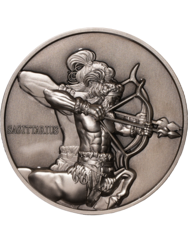 SAGITTARIUS Douze Signes du Zodiaque Pièce 5 Oz UV Argent 12$ Dollars Niue 2024 - Coins & More - Tchad