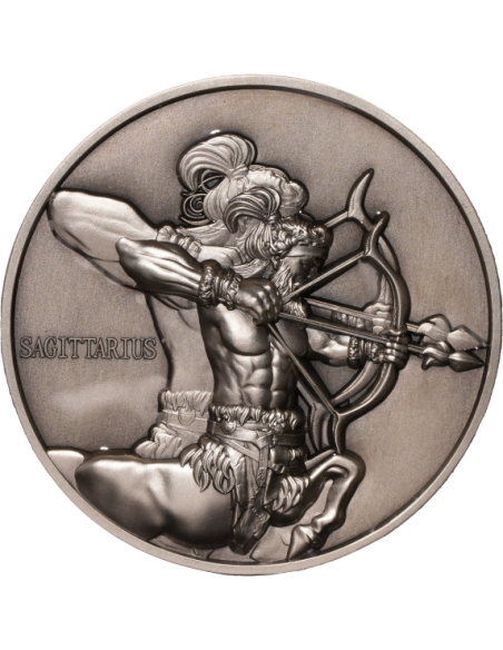 SAGITARIO Doce Signos del Zodiaco 5 Oz UV Moneda de Plata 12$ Dólares Niue 2024 - Coins & More - Chad