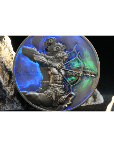 SAGITTARIO Dodici Segni Zodiacali 5 Oz UV Moneta d'Argento 12$ Dollari Niue 2024 - Coins & More - Chad