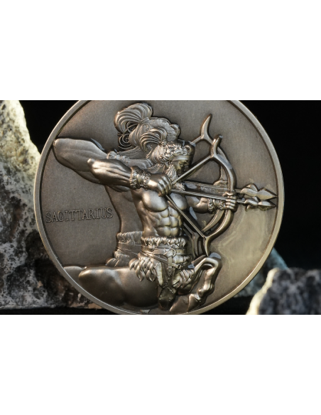 SAGITARIO Doce Signos del Zodiaco 5 Oz UV Moneda de Plata 12$ Dólares Niue 2024 - Coins & More - Chad