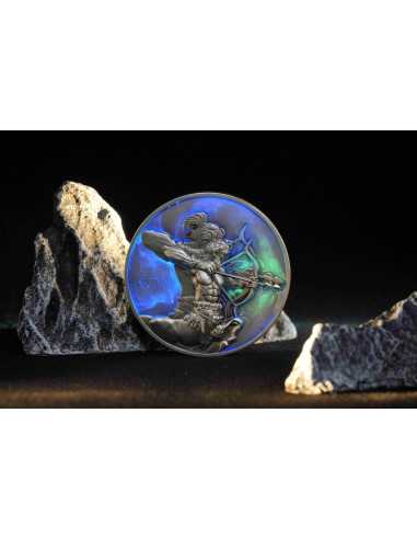 SAGITARIO Doce Signos del Zodiaco 5 Oz UV Moneda de Plata 12$ Dólares Niue 2024 - Coins & More - Chad