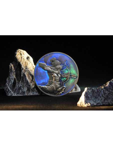 SAGITTARIO Dodici Segni Zodiacali 5 Oz UV Moneta d'Argento 12$ Dollari Niue 2024 - Coins & More - Chad
