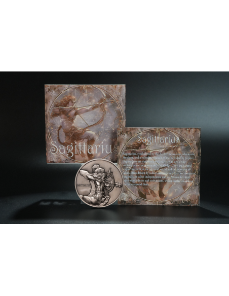 SAGITARIO Doce Signos del Zodiaco 5 Oz UV Moneda de Plata 12$ Dólares Niue 2024 - Coins & More - Chad