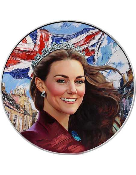 PRINZESSIN KATE Eleganz in der Kunst 1 Oz Silbermünze 1$ USA 2024 - Coins & More - Usa
