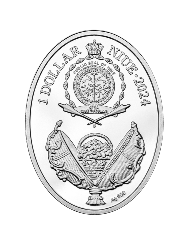 DIAMANT TRELLIS EGG Faberge-Eier Silber Proof Münze 1$ Niue 2024 - Coins & More - Niue