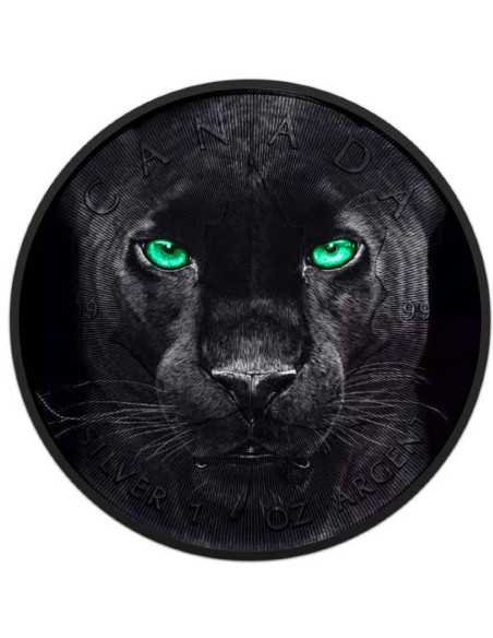 BLACK PANTHER Foglia d'acero fosforescente da 1 Oz d'argento 5$ Canada 2024 - Coins & More - Canada