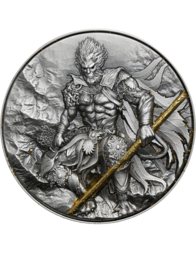 MONKEY KING 2 Oz Plata y 11,5 Oz Cobre Glow In Dark Coin 2000 Francos Camerún 2025 - Coins & More - Camerún