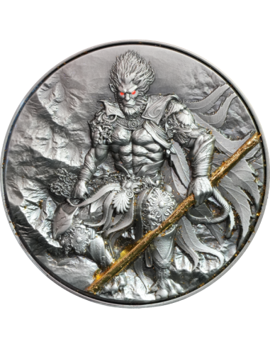 MONKEY KING 2 Oz Plata y 11,5 Oz Cobre Glow In Dark Coin 2000 Francos Camerún 2025 - Coins & More - Camerún