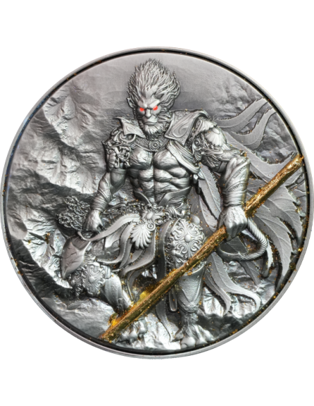 MONKEY KING Moneta d'argento da 2 once e rame da 11,5 once che brilla al buio 2000 franchi Camerun 2025 - Coins & More - Camerun
