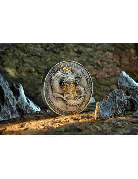 MONKEY KING 2 Oz Plata y 11,5 Oz Cobre Glow In Dark Coin 2000 Francos Camerún 2025 - Coins & More - Camerún