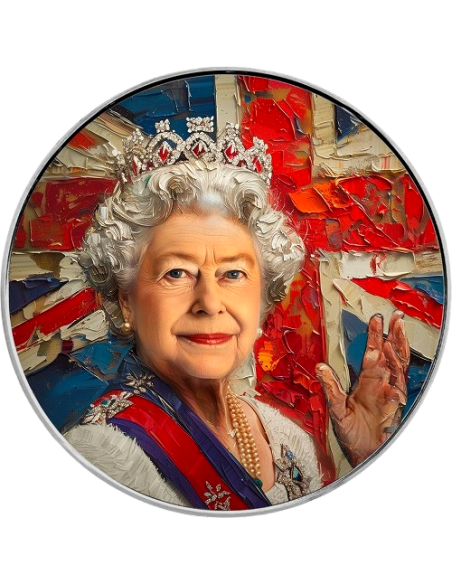QUEEN ELIZABETH II Eleganz in der Kunst 1 Oz Silbermünze 1$ USA 2024 - Coins & More - Usa