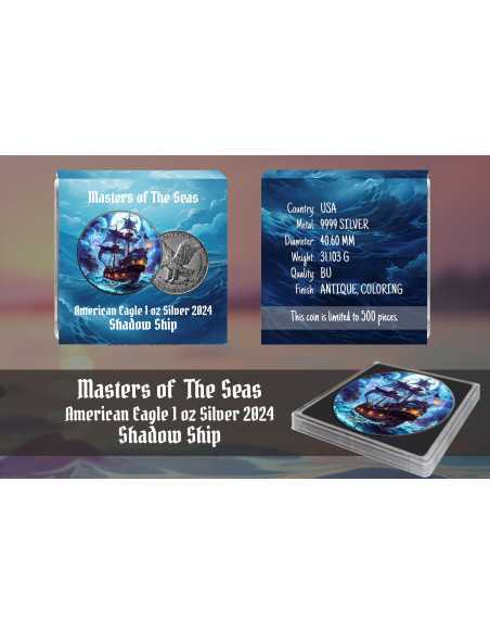 SHADOW SHIP Masters of the Seas American Eagle 1 Oz Silver Coin 1$ USA 2024 - Coins & More - Usa